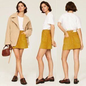 Re/Done High Rise gold corduroy Mini skirt 30872.